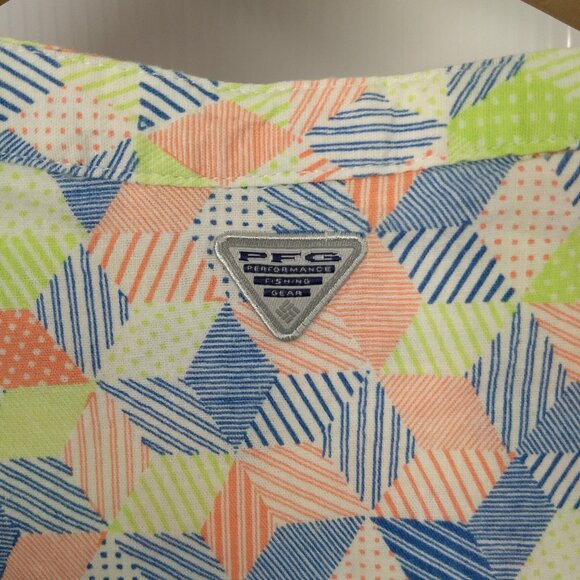 Columbia Geometric Pattern Night Gown Dress PFG Size Small Pockets Side Slit - Picture 7 of 16